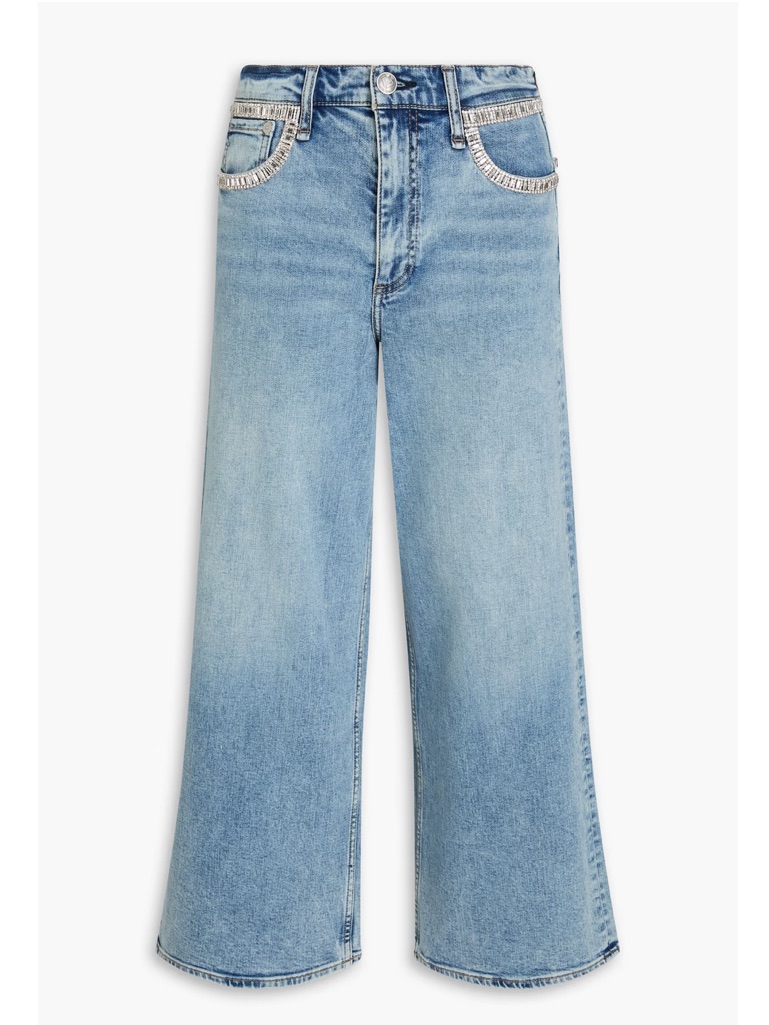 Rag & Bone Andi Embellished Ankle Length Wide Leg Jeans